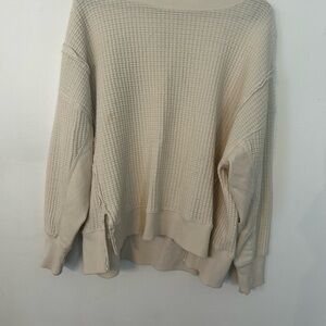 Cream Waffle-Knit Women’s Sweater - Relaxed Fit